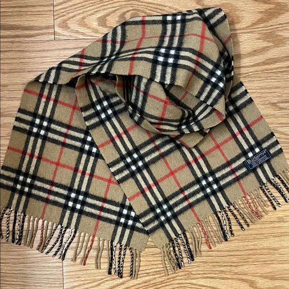 Burberry Beige and Red Plaid Men's Scarf - Picture 1 of 5
